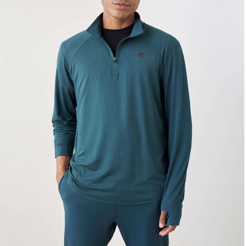 Roots Renew Zip Stein Long Sleeves Pullover Size XL Light Athletic Thumbholes